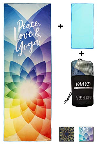 VAAVEi Non Slip Hot Yoga Towel + Free Hand Towel +Bag; Sweat Absorbent