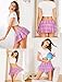 Avidlove Women's Plaid Skirt Basic Versatile Stretchy Flared Casual Mini Skirt(Pink,XXL)