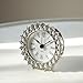 NIKKY HOME Small Table Clock with Faux Pearls Battery Operated for Living Room Decor Desk Shelf 3'', White