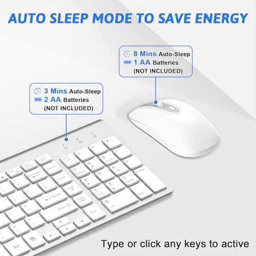 Image of cimetech Wireless Keyboard and Mouse, 2.4G USB Portable Ergonomic Keyboard Mouse Combo with Ultra-Thin Design, Compact Full Size Slim Keyboard for Mac, Windows, Laptop, Computer - Silver
