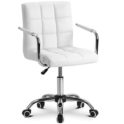 Preisvergleich Produktbild DuraB Bürostuhl Drehstuhl Schreibtischstuhl Drehocker Arbeitshocker, Burostuhl ergonomisch mit Kunstlederbezug Weiß (Weiß)