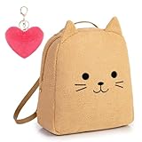 AVMONI Kids Backpack Cat Backpack Terry Kitten Kitty Sherpa Kitten with Fluffy Keychain Soft Backpack Christmas Gift