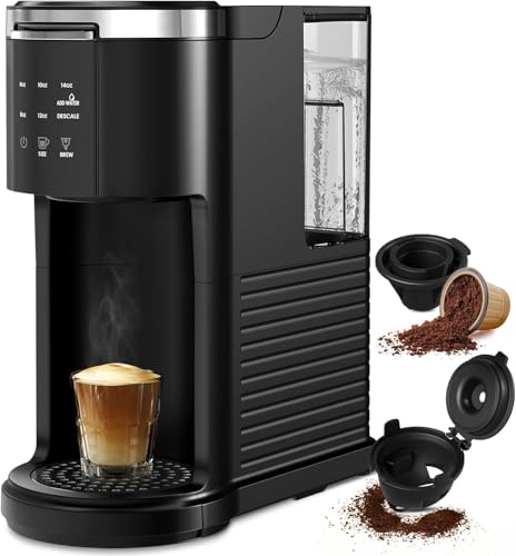 Electactic Single Serve Coffee Maker, 2 in 1 Coffee Machine for K-Cup & Ground Coffee, 6 to 14oz Brew Sizes, Pod Coffee Makers with 40oz Removable Water Reservoir, LCD Screen, Self-cleaning, Black by Electactic - Used condition - US$32.97