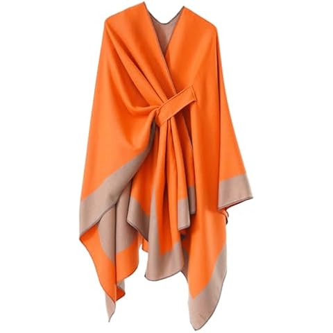 JOTDEW Womens Large Cross Front Ponchos Shawl Wraps Knitted Topper Sweater Cardigan Elegant Cloak Shawl Ladies Scarves DP3119 Coral Cover