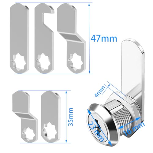 VACUBXBY Briefkastenschloss mit 5 Verschiedene Schlossplatten und 2 Schlüssel, 16 mm Schrankschloss, Briefkasten schloß, Spindschloss, Hebelschloss Möbelschloss für Schranktüren, Möbel Verwendet