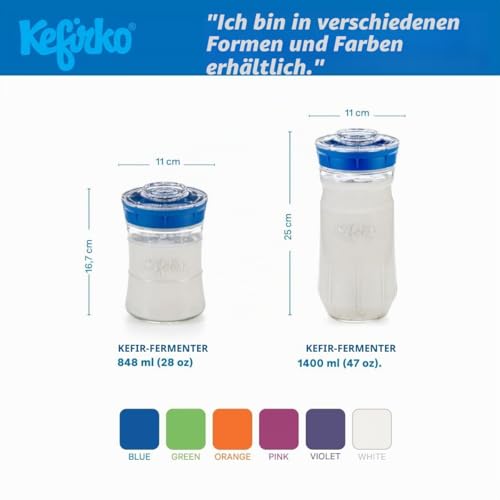 Kefirko Fermentations Set | Milch- und Wasserkefir selber herstellen - 900ml (Grün)
