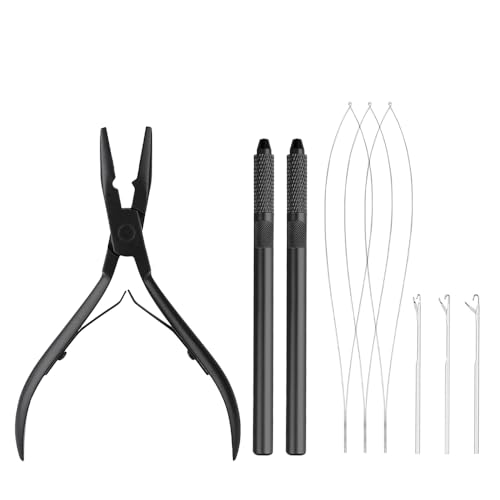GlamorDove Hair Extension Tool Kit Microlink Pliers for Beads Feathers Extensions Loop Tools Dismountable Hair Threader Pulling Needle Micro Link Beads Closer