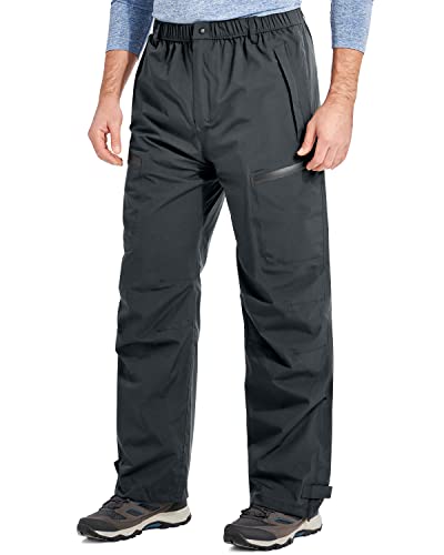 Men's Rain Pants, Waterproof Rain Over Pants Lightweight Packable Windproof Hiking Pants Outdoor Golf Work Grey
