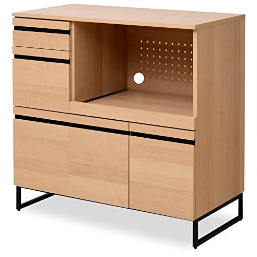 moca company Cloudear キッチンカウンター 幅90 レンジ台 奥行45 ロータイプ コンセント付き レンジボード レンジラック ナチュラル