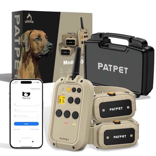Dog Training Collar 2 Dogs with APP Control - 1/2 Mile Range E Collar for Dogs, Bluetooth-Enabled Waterproof Electric Collar for Large Dogs (15-140 lbs)