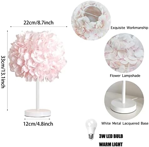 Pink Silk Flower Bedside Lamp Bedside Lampshade Modern Fashion Feather Table Light Desk Lamp Shade for Living Room Bedroom Home Decoration Wedding Decoration