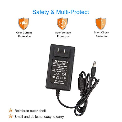 12V 3A Power Adapter, Coolm Ac 100V-240V To Dc 12 Volt 3Amp 3000Ma Power Supply 5.5Mm X 2.5Mm 36W Switching Charger With Female Connector For Lcd Monitor, Wireless Router, Cctv Cameras #TOP3