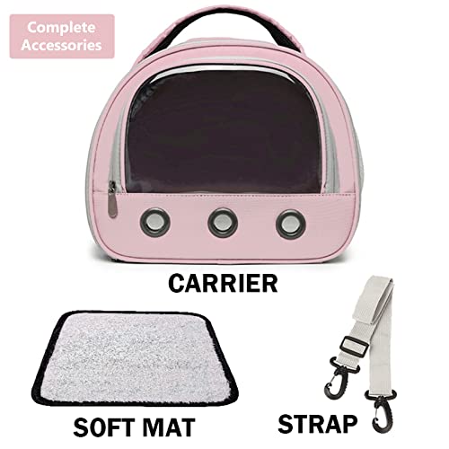 Guinea Pig Carrier With Shoulder Strap, Qozabualy Portable Small Pet Bird Hamster Squirrel Carrier, Guinea Pig Hideout Travel Cage Outdoor Handbag Parrot Rabbit Hedgehog Kitten Puppy Carrier(Pink) #TOP3