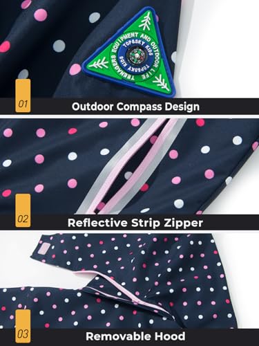 Image of SaphiRose Kids Waterproof Rain Jacket Mesh Lined with Removable Hood | Lightweight rain coat, windproof, breathable, school, camping, travel, outdoor play, boys and girls