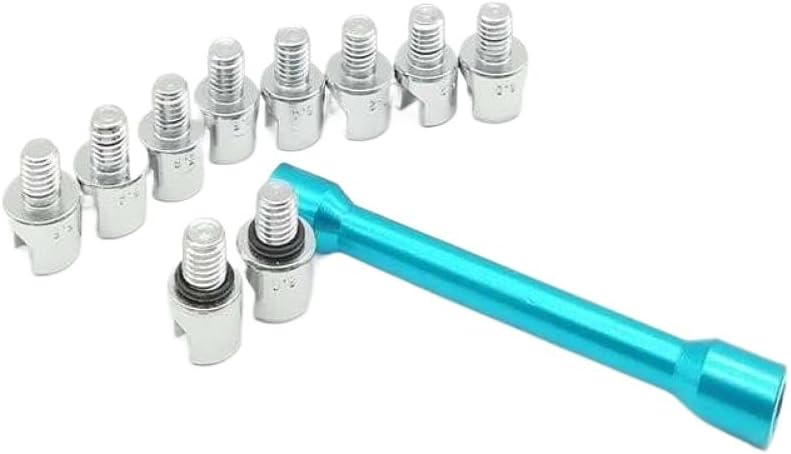 Hoping Motorcycle Bike Spoke Wrench Hand Tool Kit with 10 Size Spoke Nipples 5.0 6.8 Tips