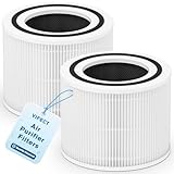 2 Pack Core 300 Replacement Filter for LEVOIT Core 300 Core300-P Core 300S Core 300S/P VortexAir Air Purifier, Core 300-RF, 3-in-1 H13 Grate True HEPA Activated Carbon, White, Core 300-P