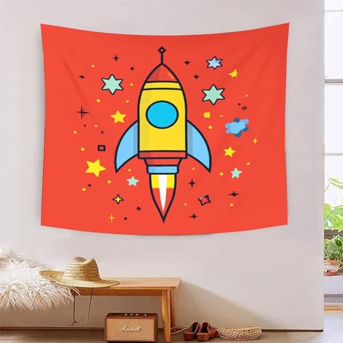 Tapiz de pared estético con estampado de cohete 3D para transformar tu habitación, 150x200cm