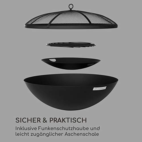 Blumfeldt Orbit 3-in-1 Feuerschale aus Stahl – Feuerstelle, Grill und Tisch