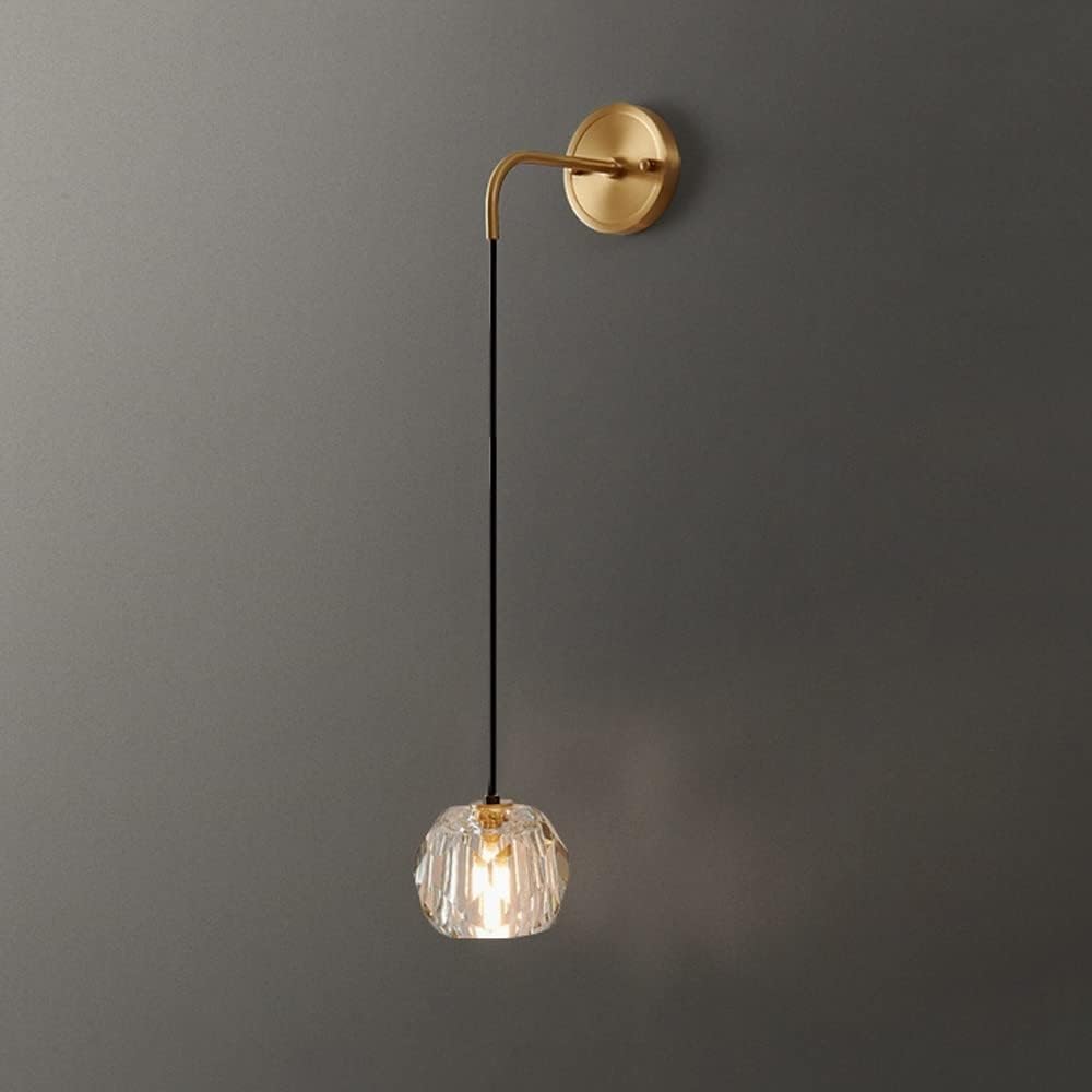CWCQGH Wall Lamps Sconces Copper Wall Sconce Crystal Hanging Wall Light Indoor Wall Lamp, Wall Mount Lighting Fixture G9 Bedroom Bedside Sconces, Living Room Home Decor Wall Lamps
