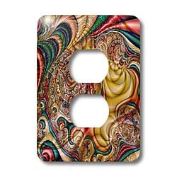 Plaque 2 prises fractal abstrait multicolore pour salon