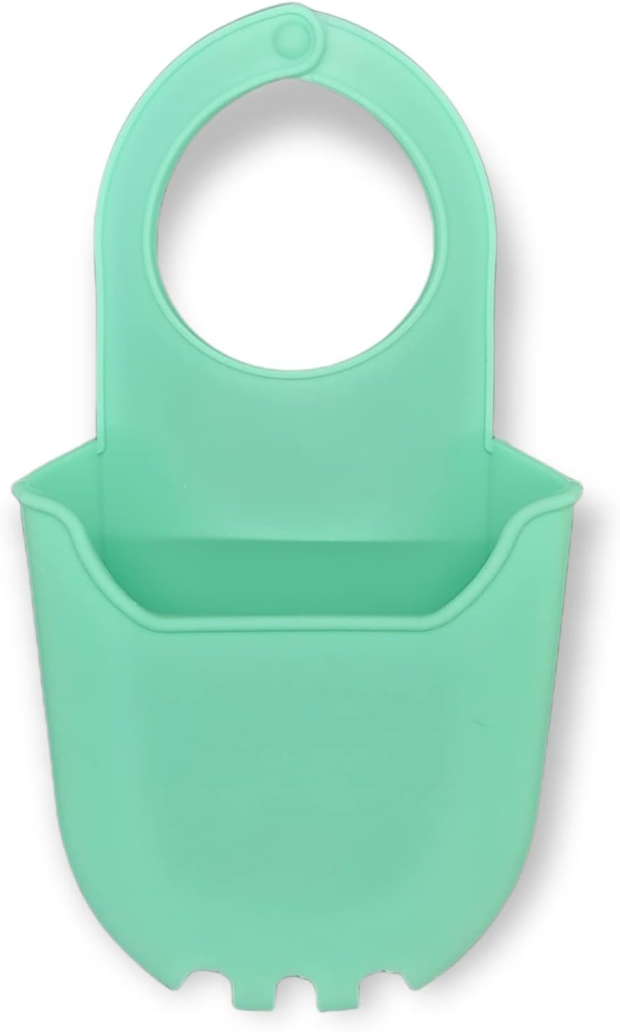Hanging Silicone Sink Caddy - for Kitchen or Bath, Hangs from Faucet, Helps Dry Sponges, Loofahs, Razors, Soap (1 Pack, Pastel Green)