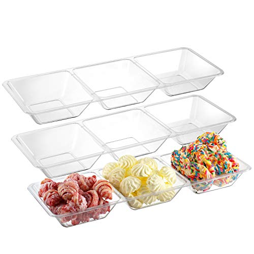 Pack of 3 - Plastic 3 compartment Plate Dividers – 3 Sectional Clear