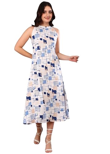 Image of Yash Gallery Women's primium Fabric Printed Midi Dress for Women & Girls