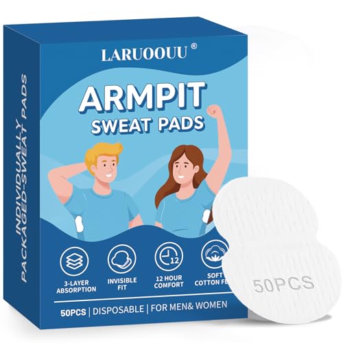 LARUOOUU 50-Count Armpit Sweat Pads