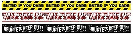 Halloween Fright Tape Bundle - Halloween Tape Bundle includes, Enter If You Dare - Caution Zombie Zone - Haunted Keep Out - 3 pack, Creepy Scary Decoration Tape