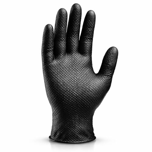 MEDIKA69 MEGAGRIP gants Nitile,extra forts + DE 8 Grammes, 2x plus épais, Gant ORANGE nitrile structure 3D, Gants mecanicien extra-résistants, 50 pcs/boîte M, L, XL, XXL (50, NOIR, XL)