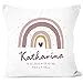 SpecialMe® personalisierbarer Kissen-Bezug zur Geburt Regenbogen Namenskissen Herz Geschenk Geburt Baby Mädchen weiß 40cm x 40cm