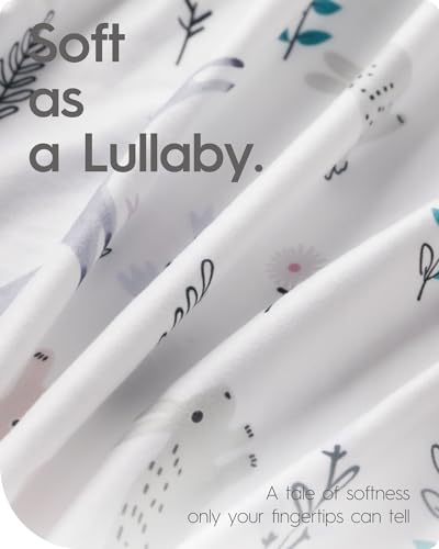 Image of Boy Crib Sheets, TotBasic Premium Soft Crib Mattress Sheet Fitted, Ultra Breathable Crib Fitted Sheet, Super Stretchy Baby Bed Sheets 28''x52''x9'' Extra Deep Pocket (Woodland Deer & Rabbit Fox)