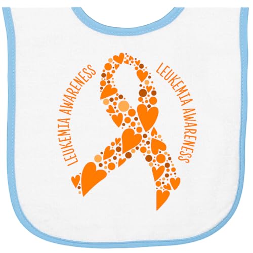 inktastic Leukemia Awareness Orange RIbbon Made Of Hearts Baby Terry Cloth Bib