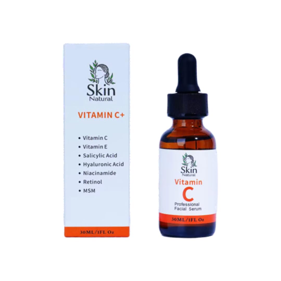 Skin Natural’s Vitamin C Facial Serum – Anti-Aging, Brightening & Hydrating – Hyaluronic Acid, Retinol & Vit E – Fades Dark Spots – for All Skin Types, 1 fl Oz (1 Fl Oz)