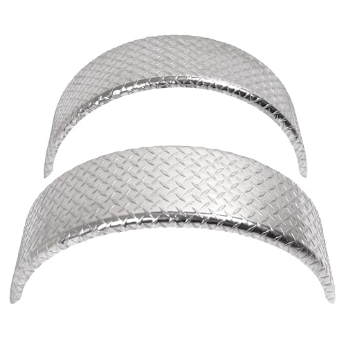 HECASA Diamond Plate Round Single Axle Trailer Fender Universal Fits Most 13-15 Tires Aluminium Silvery 2PCS 31.48 L x 9.11 W x 15.24 H