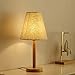 Produktbild Mengjay Nachttischlampe Holz Vintage E27 Tischlampe Retro für Hotel Kinderzimmer Schlafzimmer Landhaus, Klein Rund Kinder Schreibtischlampe mit Lampenschirm, Ohne LED Glühbirne