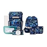  SCHOOL-MOOD - Softbag Schulranzen Set Wolf, 8-teilig - Rebel Air+ - inkl. Zubehör - ergonomischer Schultasche Jungen & Mädchen - Schulrucksack für Kinder in der 1. bis 4. Klasse - Felix (Wolf)