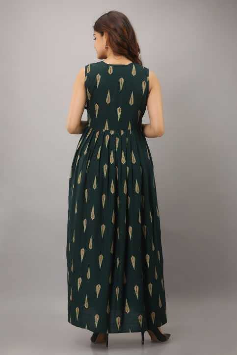 Image of Women's Rayon Printed Anarkali Kurti Set with Pant & Dupatta | Regular Fit Ethnic Suit Set for Women Flared Anarkali Kurta with Matching Bottom & Dupatta Casual Green, XX-Large