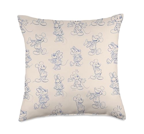 Disney Mickey and Minnie Mouse Retro Vintage Art Reactions Throw Pillow