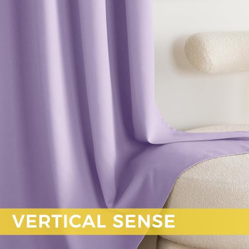 Image of NICETOWN Lavender Purple 68 Inches Long Room Darkeninf Curtains 2 Panels for Girls Room, Bedroom, Nursery Thermal Insulated Blackout Drapes Solid Grommet Noise Reducing Window Curtains, W40