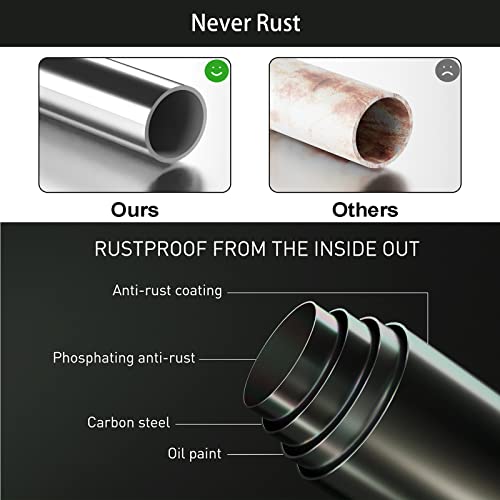 Oxdigi Shower Curtain Rod 45-72 Inches/Matt Black Tension Curtain Rod No Drill,Never Rust,Non-Slip,Heavy Duty,Adjustable,Thickened Pipe Wall/Spring Tension Rod For Windows,Bathroom,Closet,Laundry,Rv #TOP1