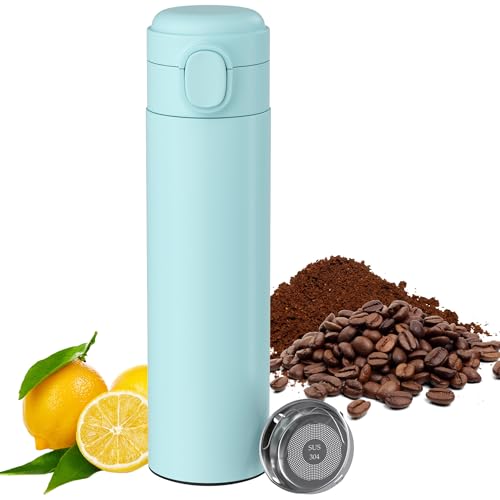 Yoassi Termo de Acero Inoxidable 316 - 500ml, Azul, Mantiene 12h Caliente/24h Frío, Doble Pared, Filtro de Té Extraíble, Antifugas, Libre de BPA