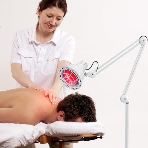 Dhouse 275W Infrarottherapie Infrarotlampe Infrarotstrahler Infrarot Lampe mit Bodenstativ Rotlichtlampe Wärmelampe Therapielampe Heizlampe Wärmetherapie Heizung Rotlichtlampe