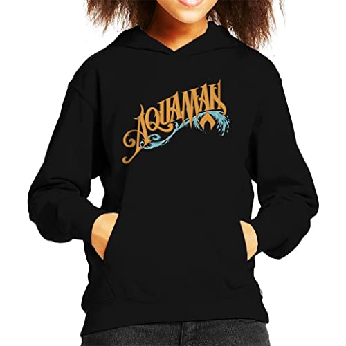 Image of All+Every Aquaman Wave Logo Kid's Hooded Sweatshirt Black