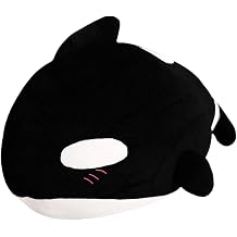 ELAINREN Chubby Orca Black Fish Plush Toy Large Ocean Killer Whale Stuffed Pillow Fluffy Orcinus Orca Plushie Marine Doll Gifts/23.6