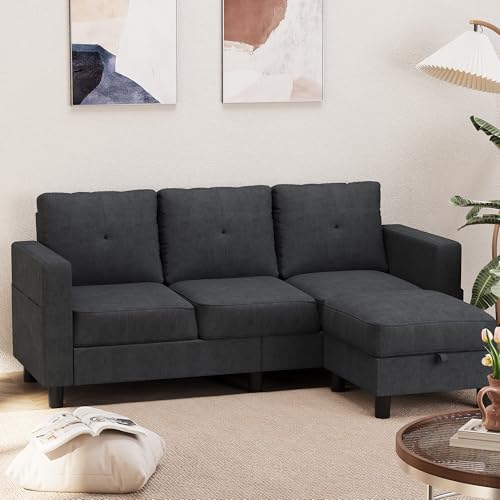 Shintenchi 76" Modern Upholstered Sectional Sofa, L-Shaped Couch with Storage
