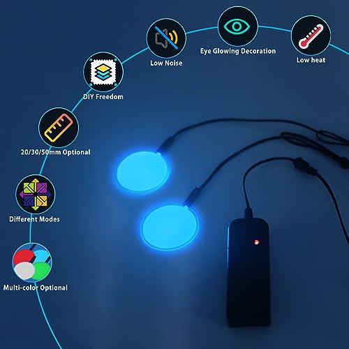 Image of Led Eyes for Mask Skeleton Ghost Black Cat Spider Pumpkin Spooky Tree, EL Panels Light for Cosplay DIY Themed Party Decor (Blue, 30mm)