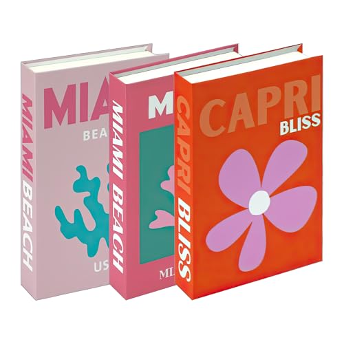 THELIRUINA Lot de 3 faux livres décoratifs sur le thème du voyage pour table basse salon