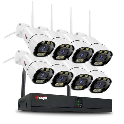 4K WiFi Security Camera System Wireless No Subscription, 8pcs Plug-in Cameras Outdoor Indoor for
