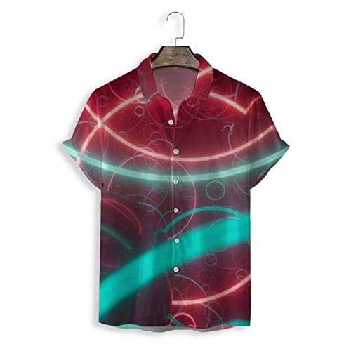 Chemise hawaïenne rouge pour homme au motif de sphère imprimé tropical